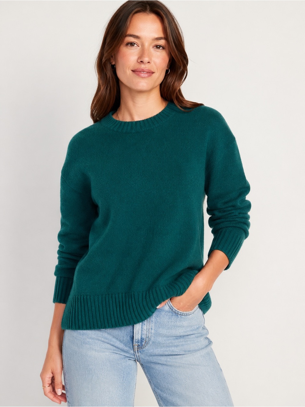 J.Crew Extra-Soft Crewneck Sweater Women’s Large Teal Green Cozy